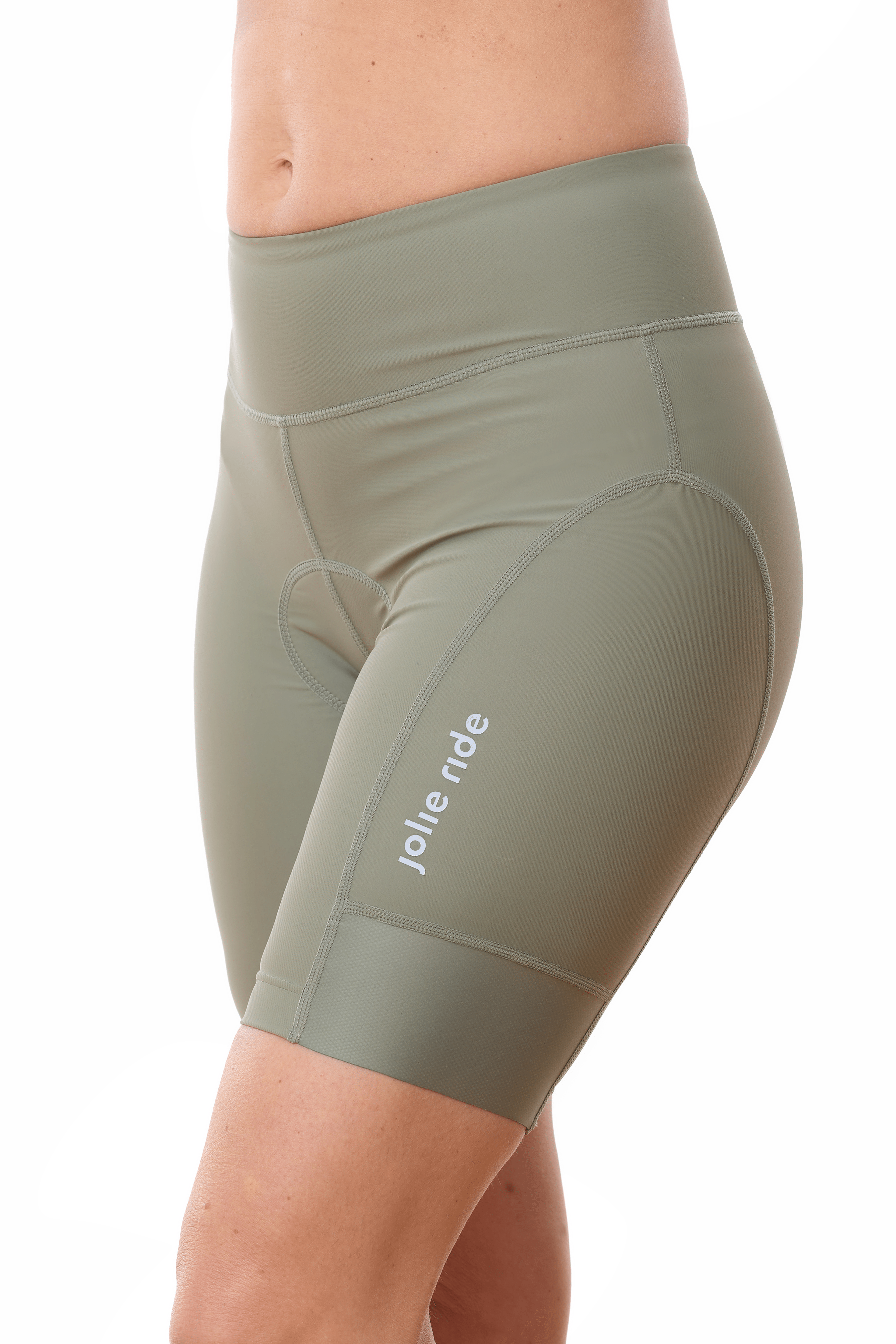 JolieRide Cycling shorts avocado / XS women's cycling shorts wide waistband, 18cm inseam and anti-shock pad