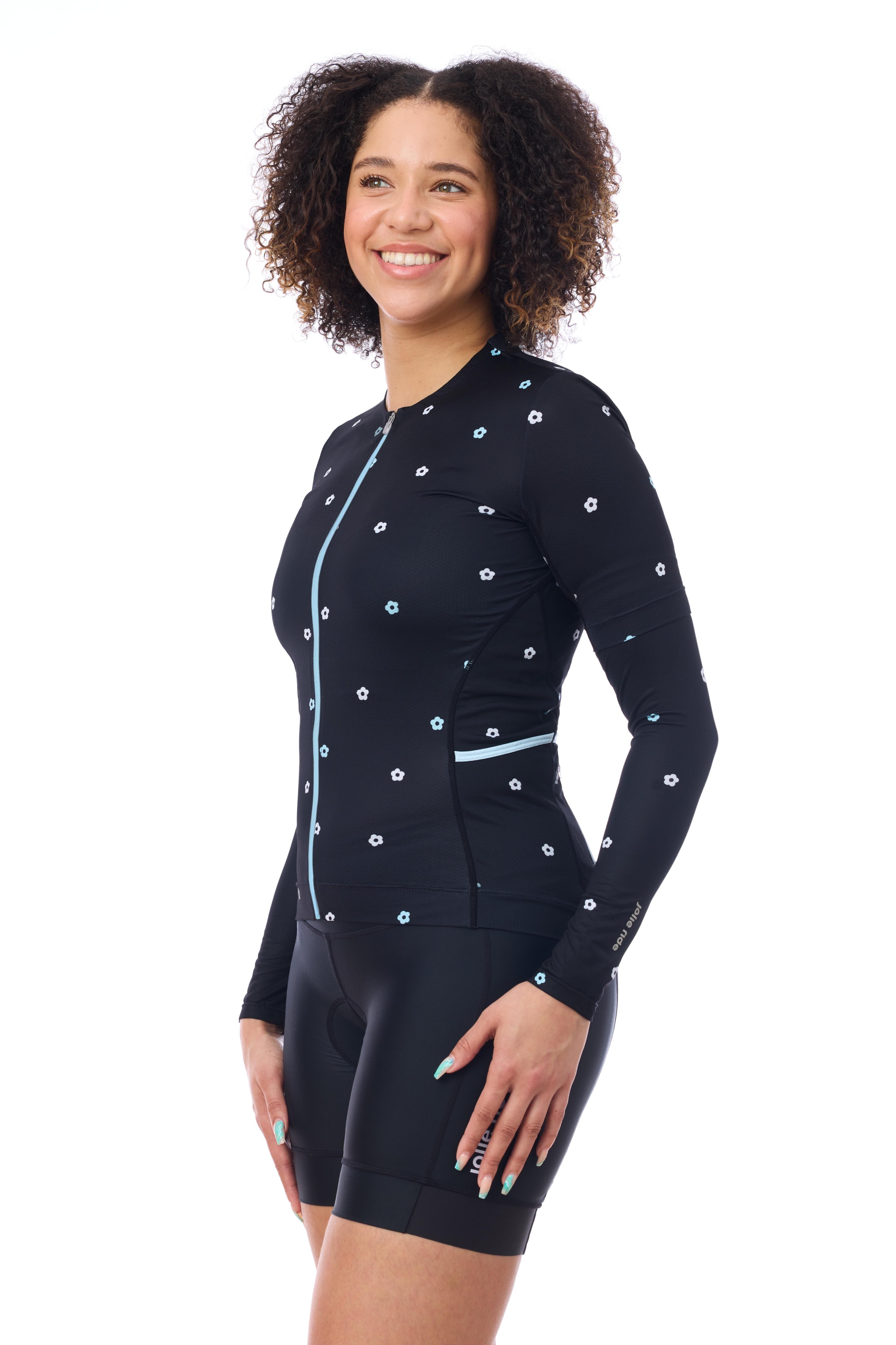 JolieRide Jersey low collar cycling jersey with UV protection & storage pockets