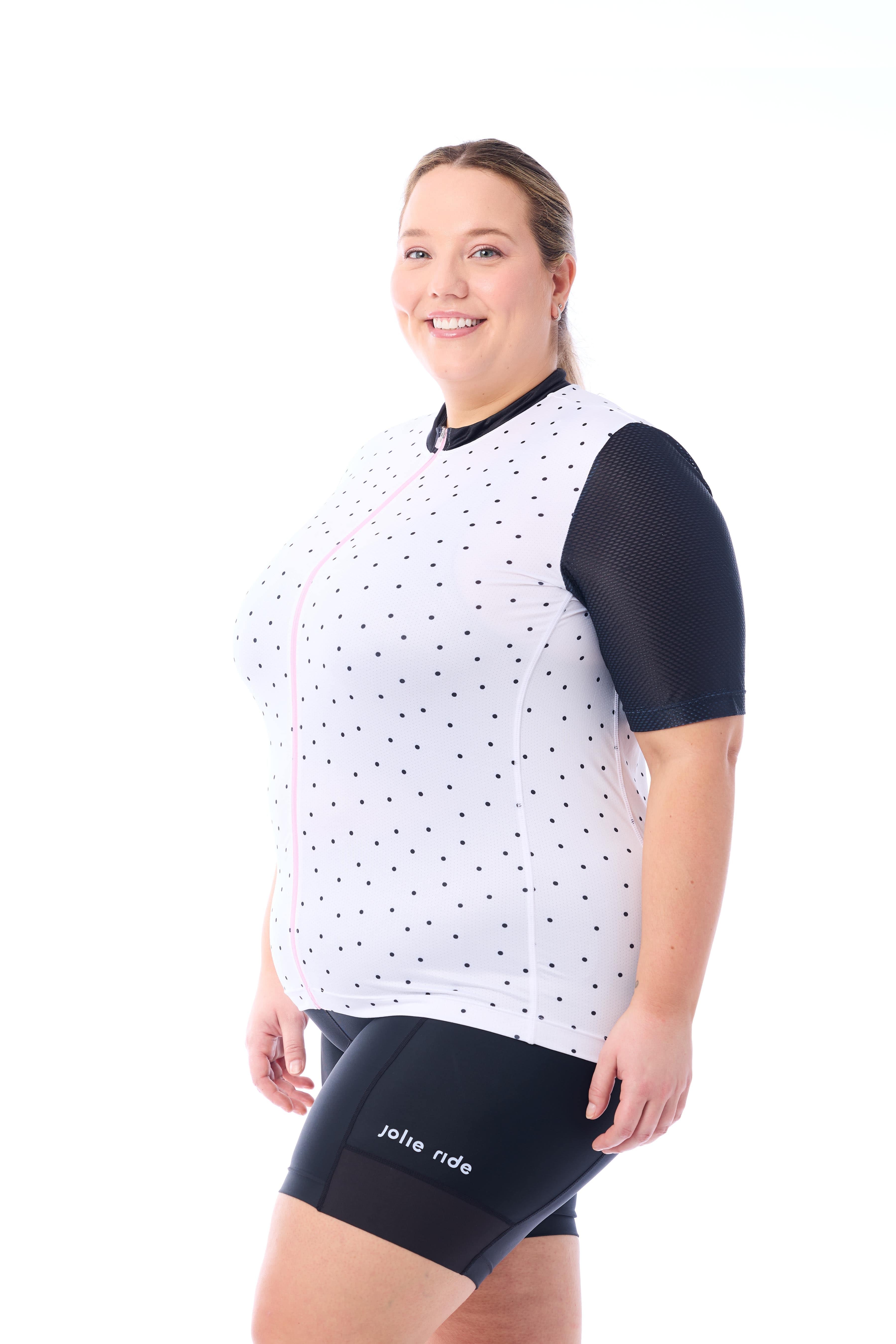 JolieRide Jersey women's cycling jersey with UV protection, breathability, and storage