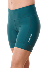  Women's Best Mid-Thigh Cycling Shorts with 15 cm Inseam & UV Protection  #color_green-peacock, vert-paon