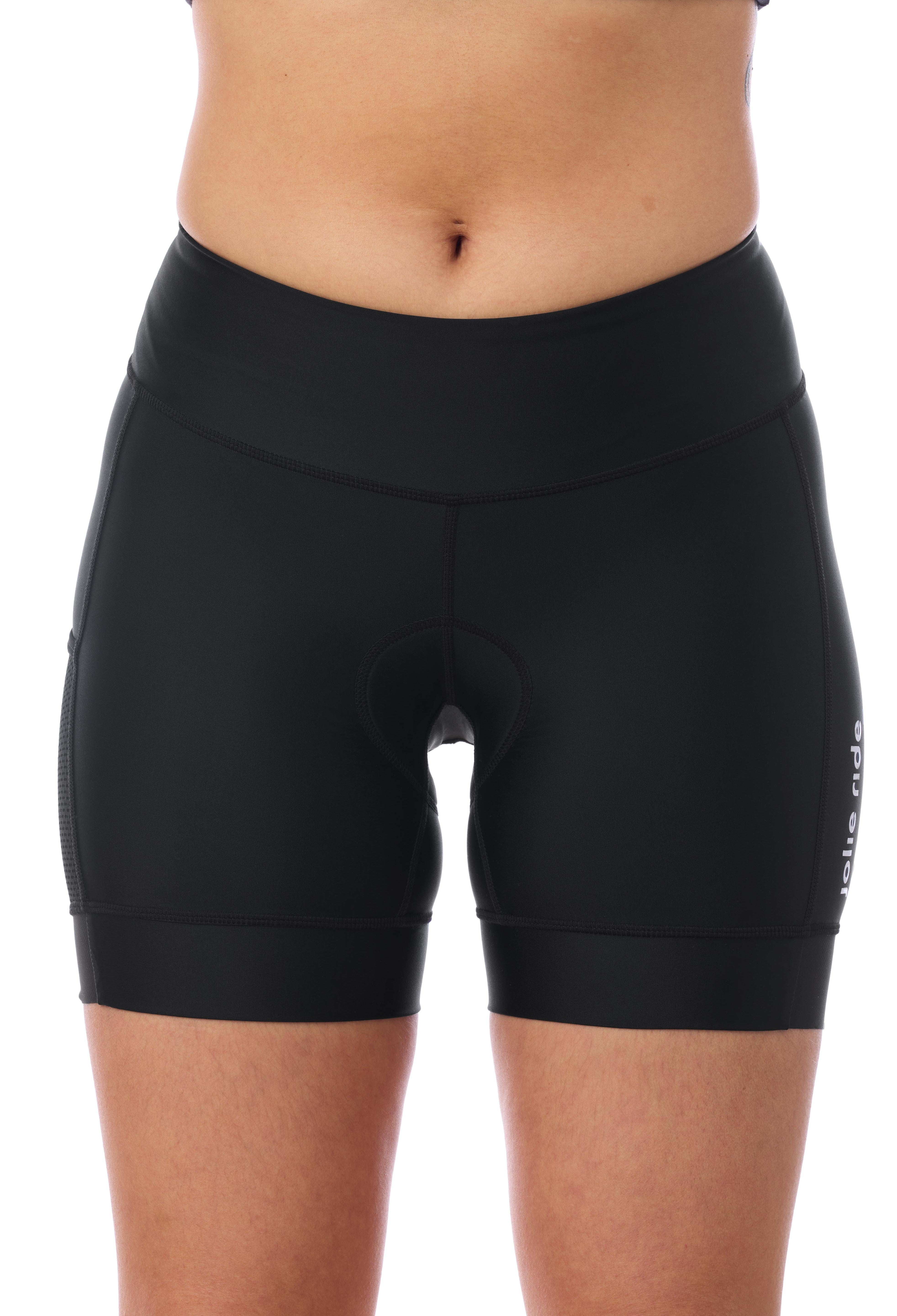 JolieRide Cycling shorts mid-thigh fit cycling shorts with 15cm inseam and UV protection #color_black, noir