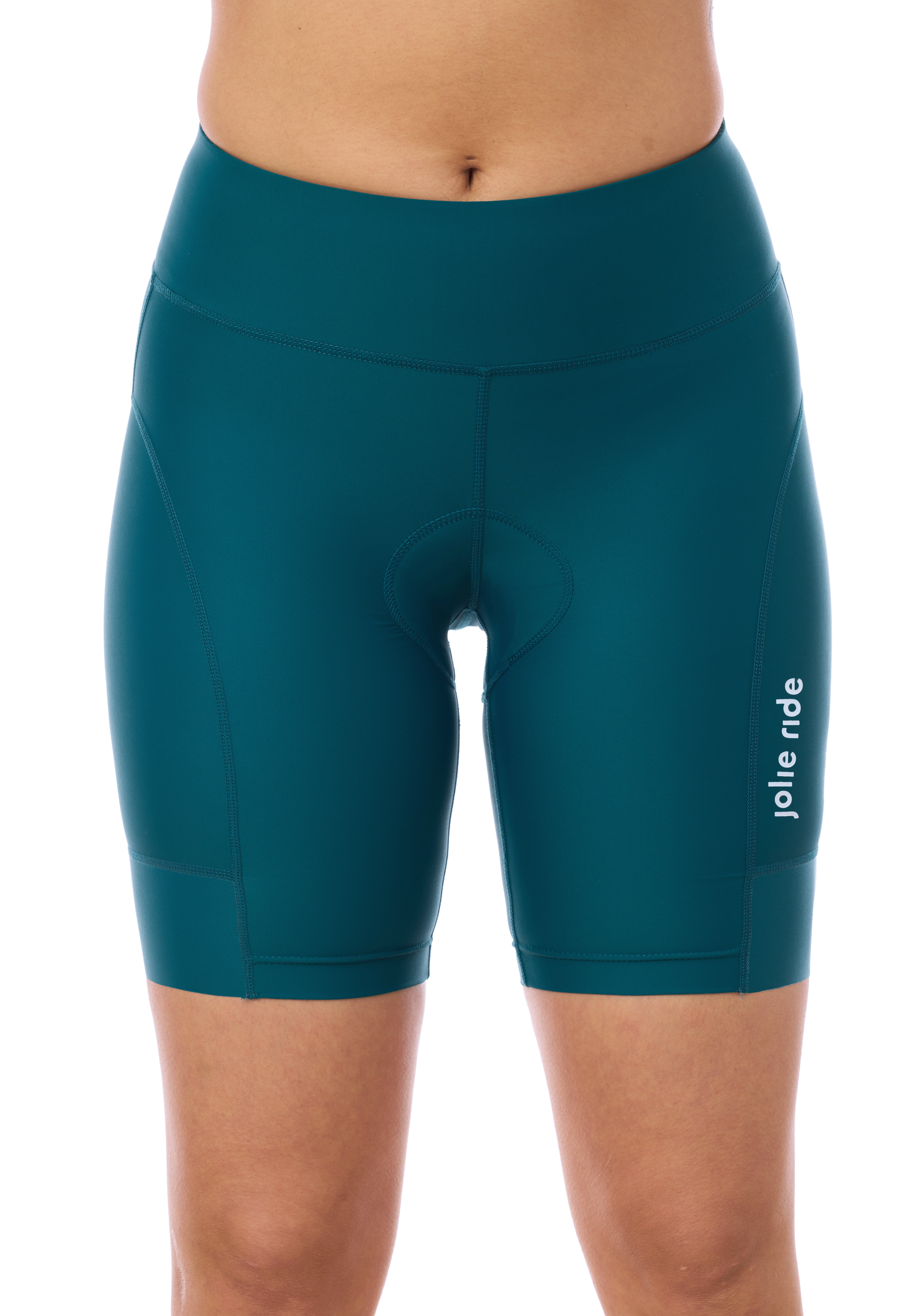 JolieRide Cycling shorts Women’s Mid Length Cycling Shorts with Wide Waistband #color_green-peacock, vert-paon