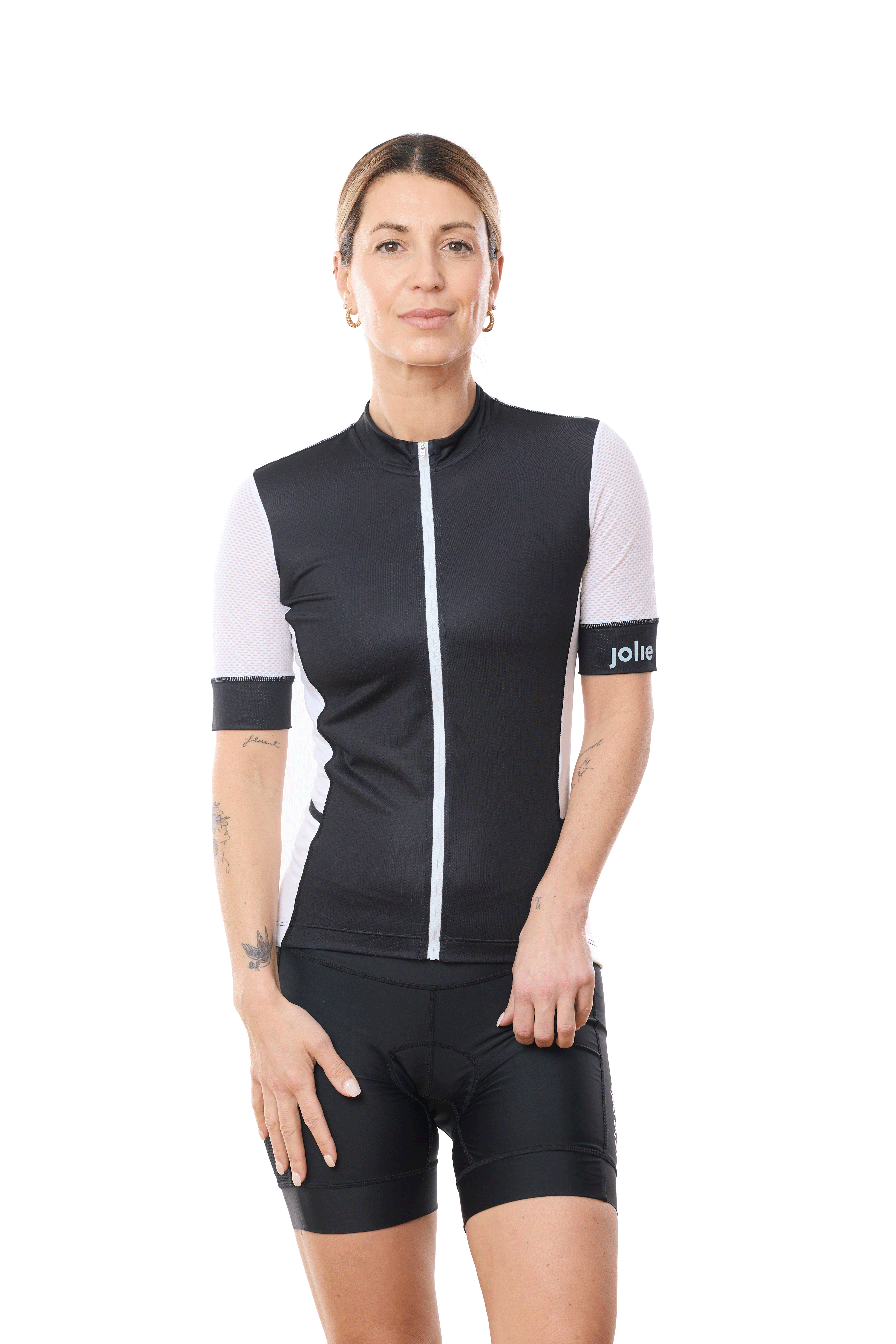 JolieRide Jersey Black White / XS Women’s Short Sleeve Cycling Jersey with Mesh Sleeves
