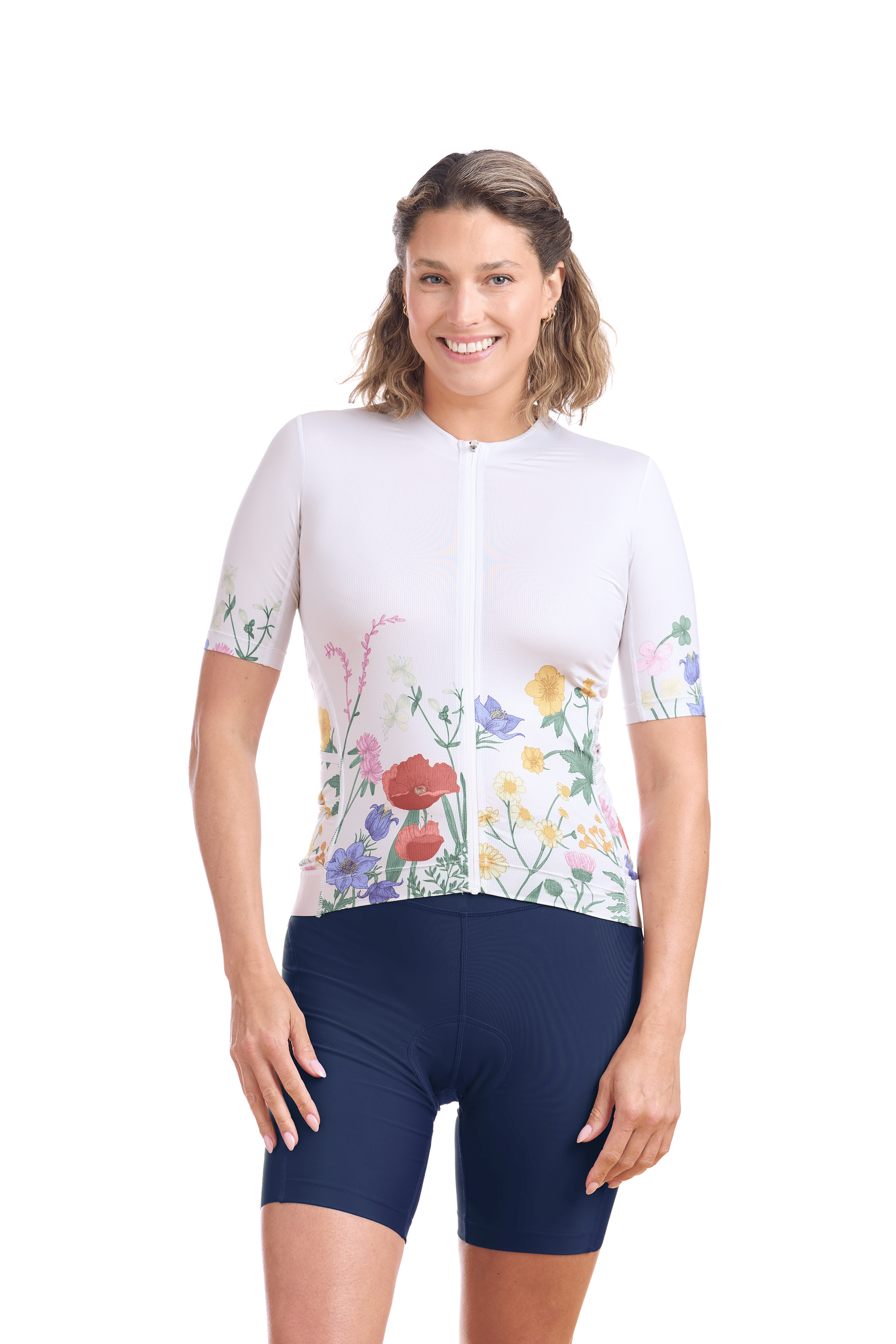 JolieRide Jersey Floral / XS Women’s Low Collar Cycling Jersey #color_Multi-Flora