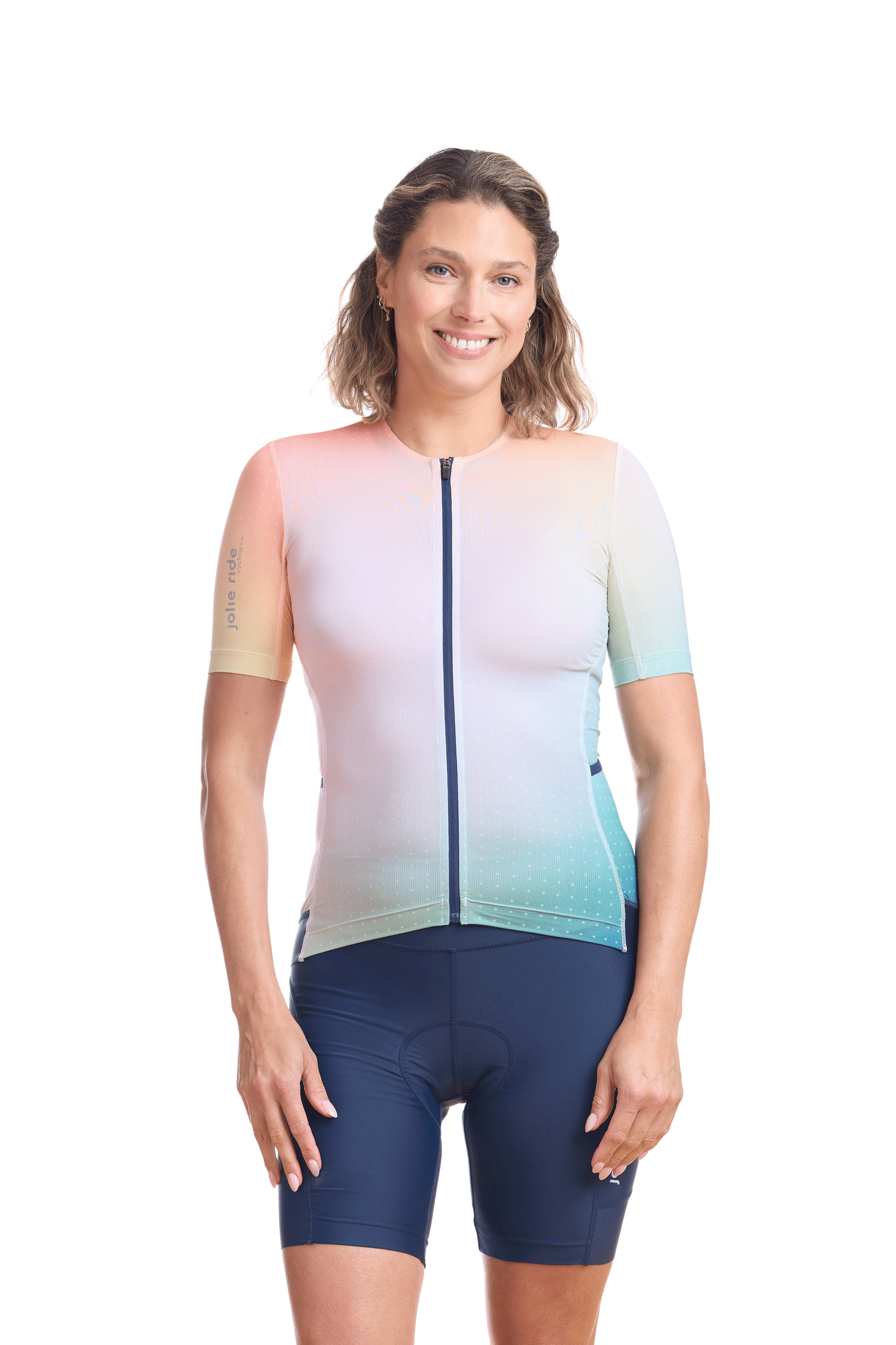 JolieRide Jersey Gradient / XS Women’s Low Collar Cycling Jersey #color_Multi-gradient