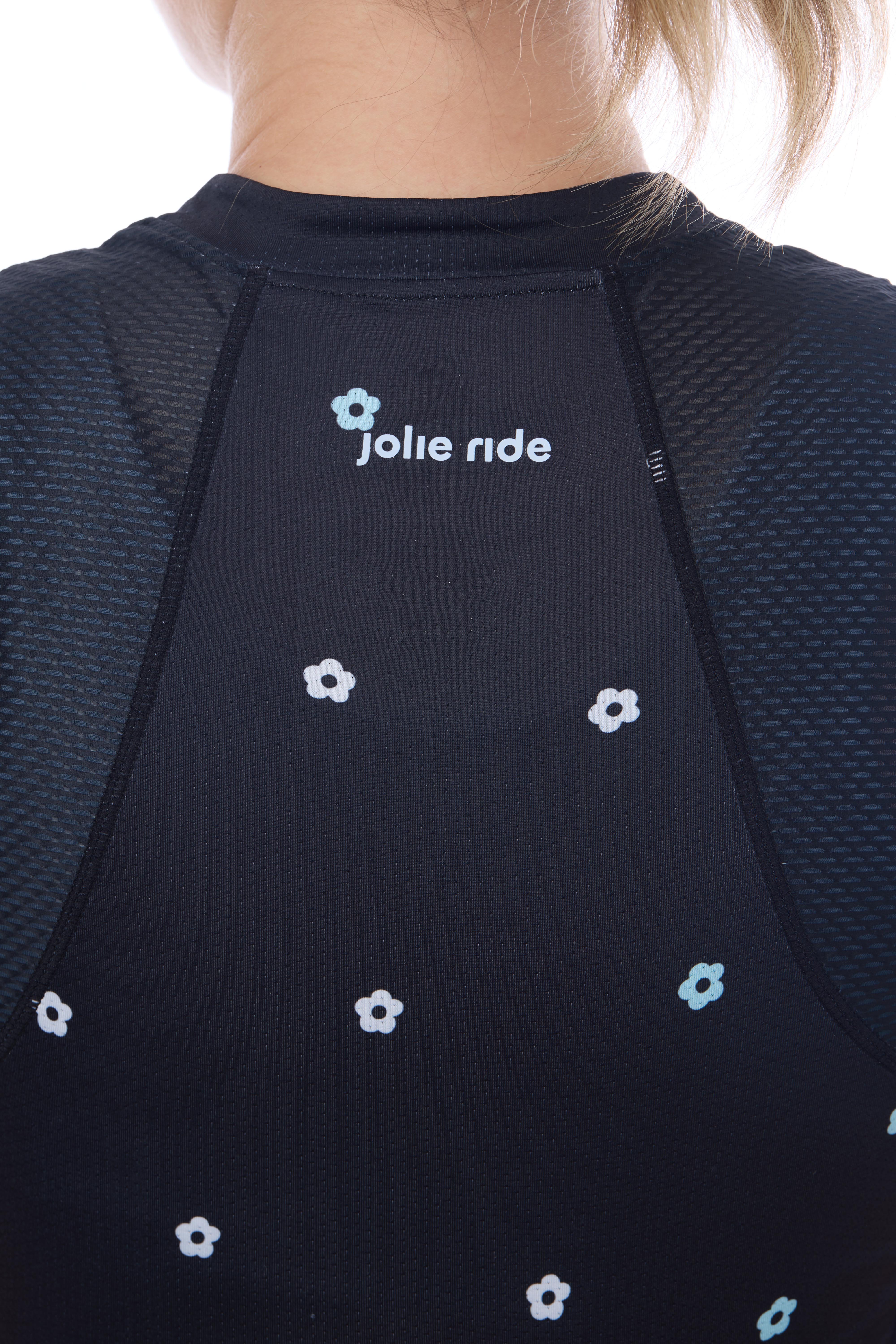 JolieRide Jersey low collar cycling jersey with UV protection & storage pockets