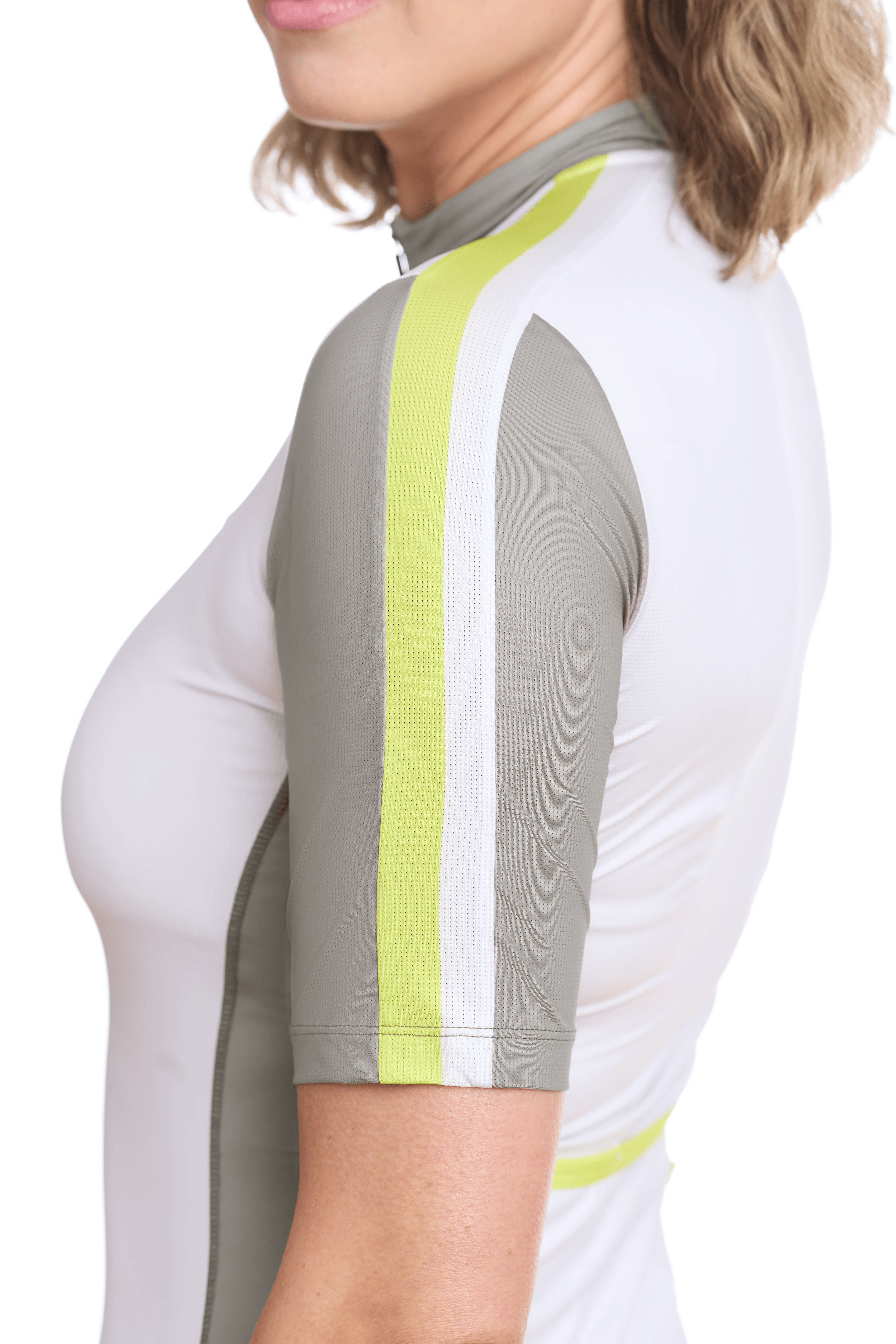 JolieRide Jersey Women’s Lightweight Cycling Jersey with 5 Pockets #color_Bone-and-avocado, Blanc-Et-avocado