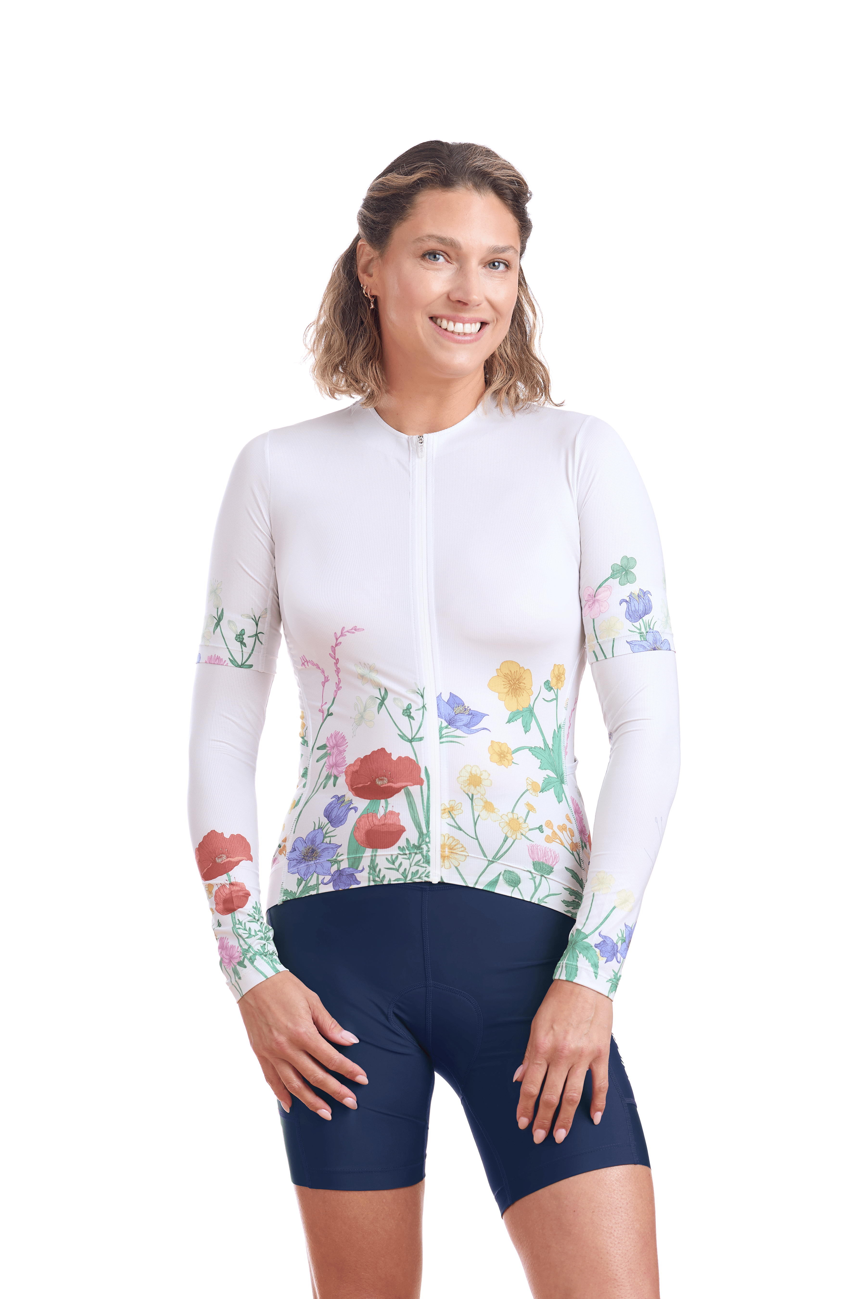 JolieRide Jersey Women’s Low Collar Cycling Jersey #color_Multi-Flora