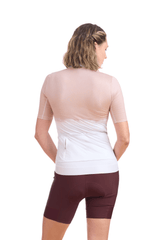 JolieRide Jersey Women’s Low Collar Cycling Jersey #color_coral-tie-dye, corail-tie-dye