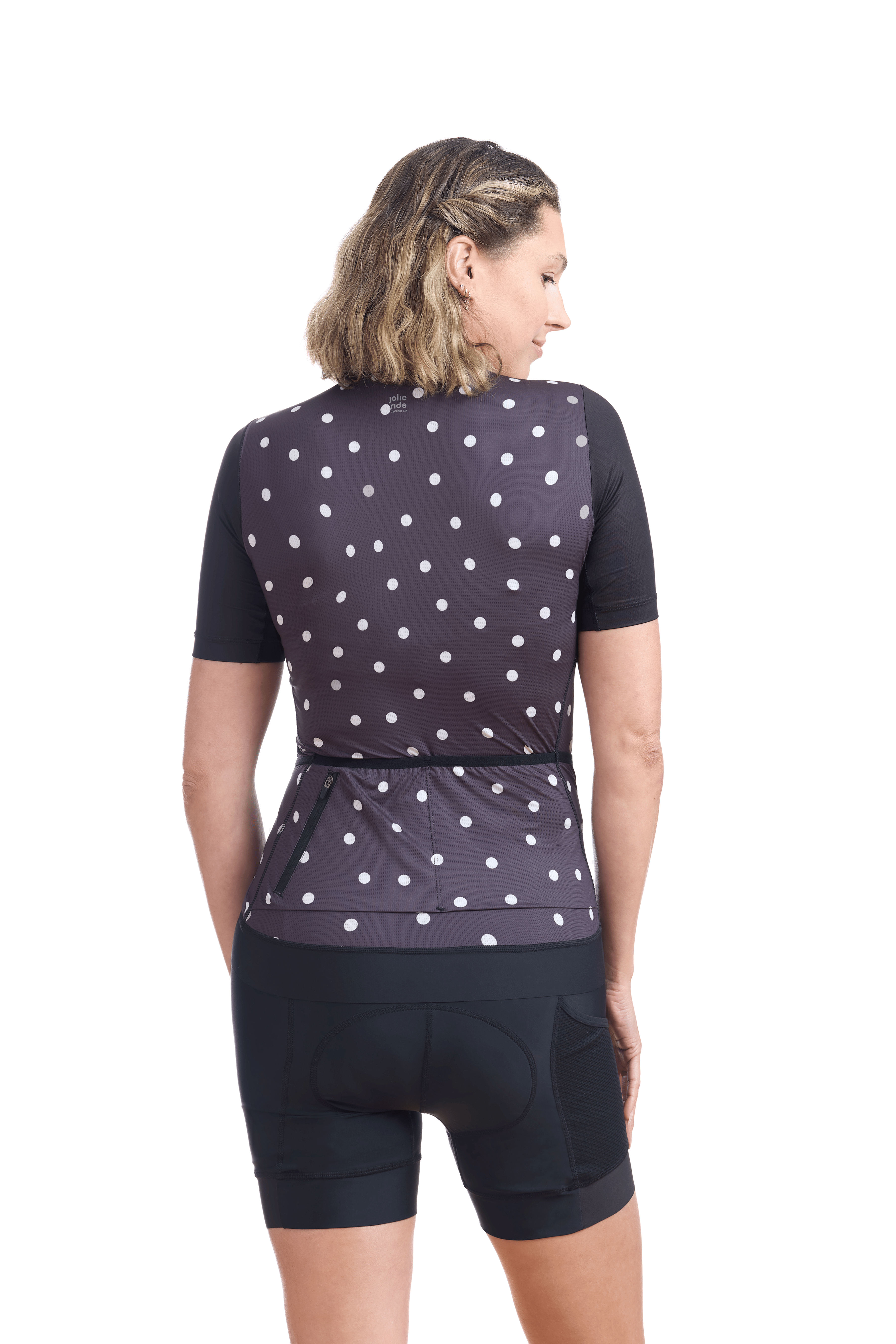 JolieRide Jersey Women’s Low Collar Cycling Jersey #color_Polka-dots, picots