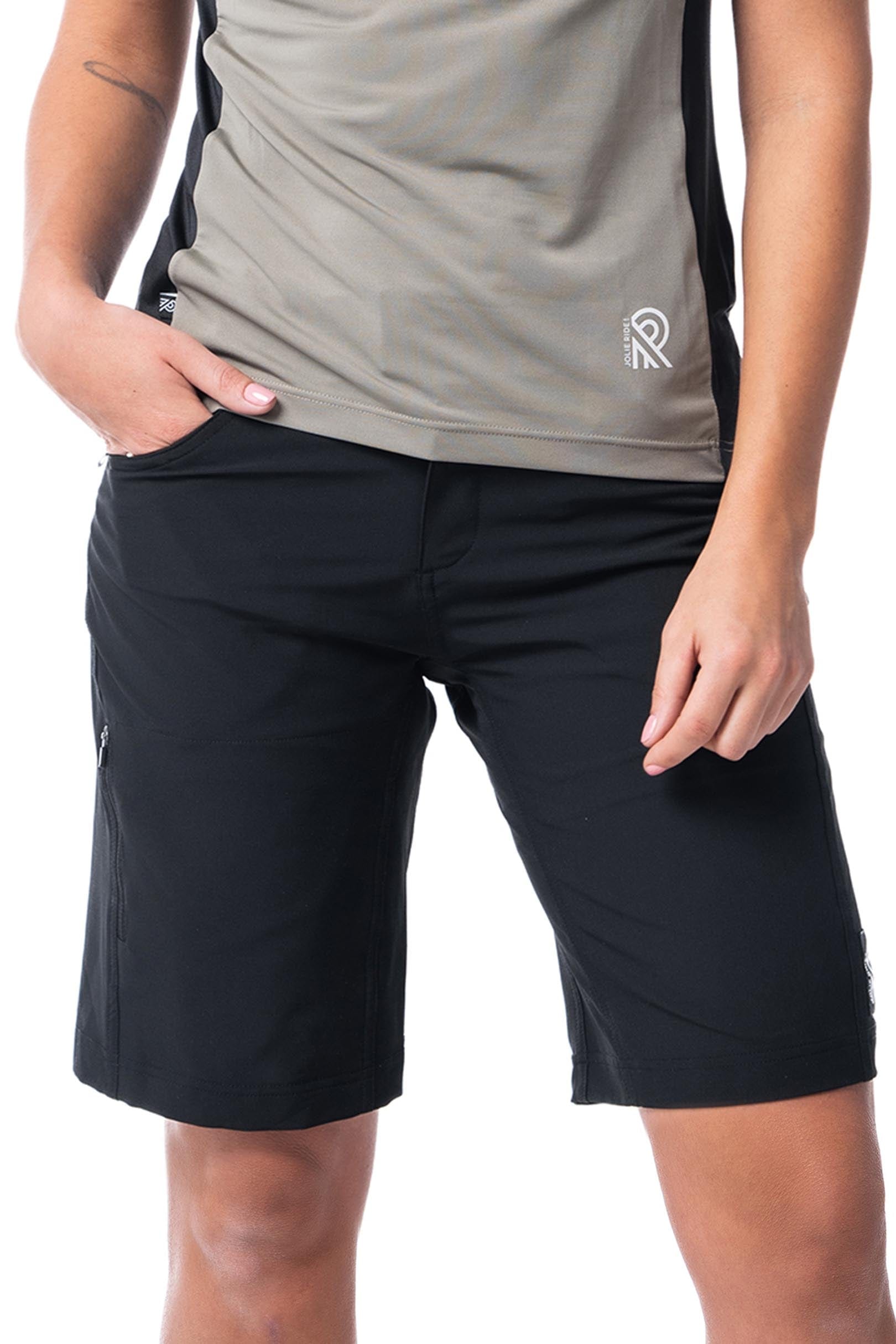 JolieRide MTB shorts Black mtb shorts with detachable padded mesh cycling short #color_black houndstooth, pied-de-poule