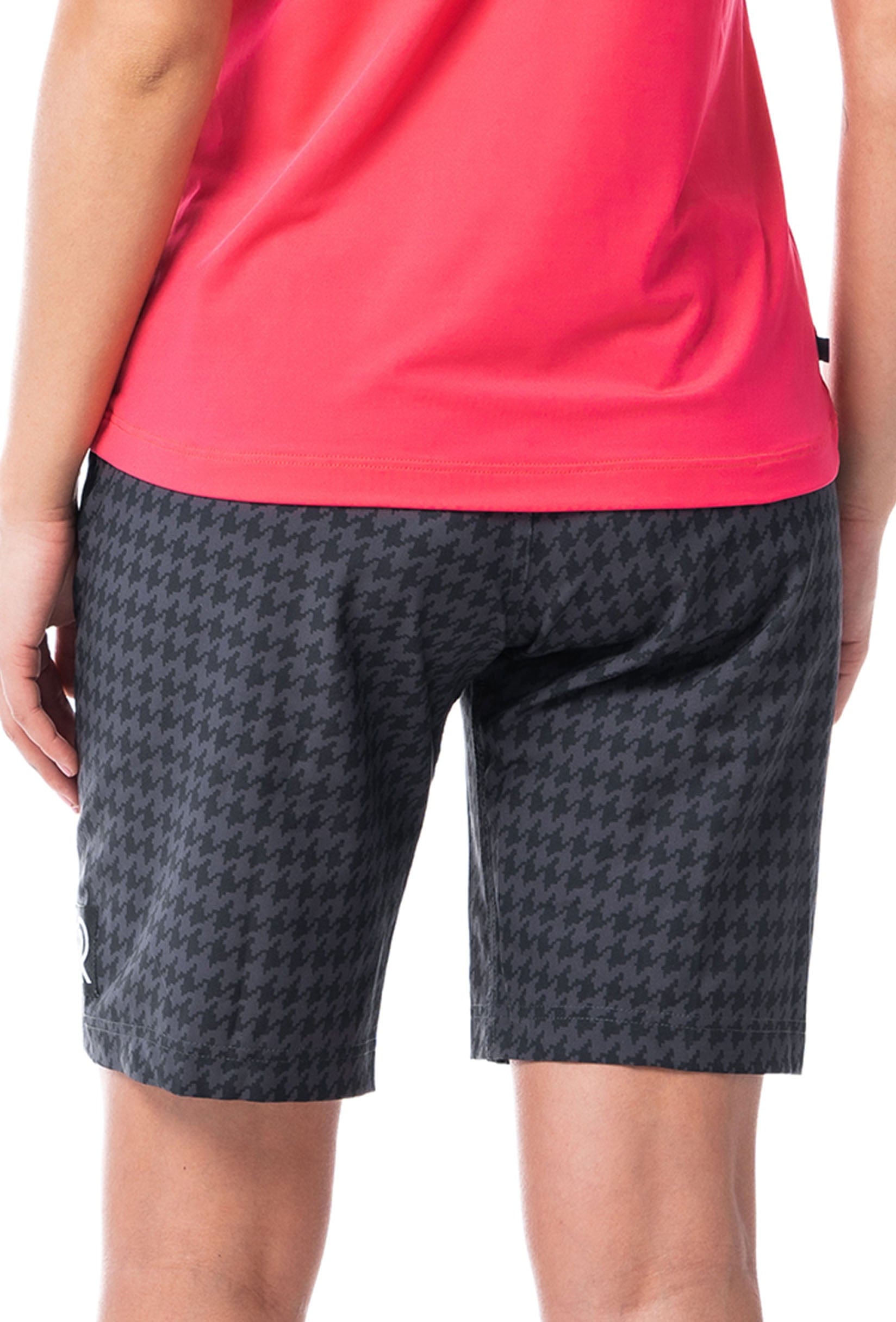 JolieRide MTB shorts mtb shorts with detachable padded mesh cycling short  #color_black houndstooth, pied-de-poule
