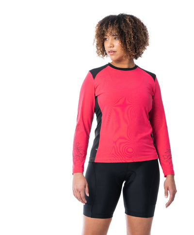 JolieRide T-Shirt Neon pink / XS Rosa Long Sleeve Mountain Bike Jersey
