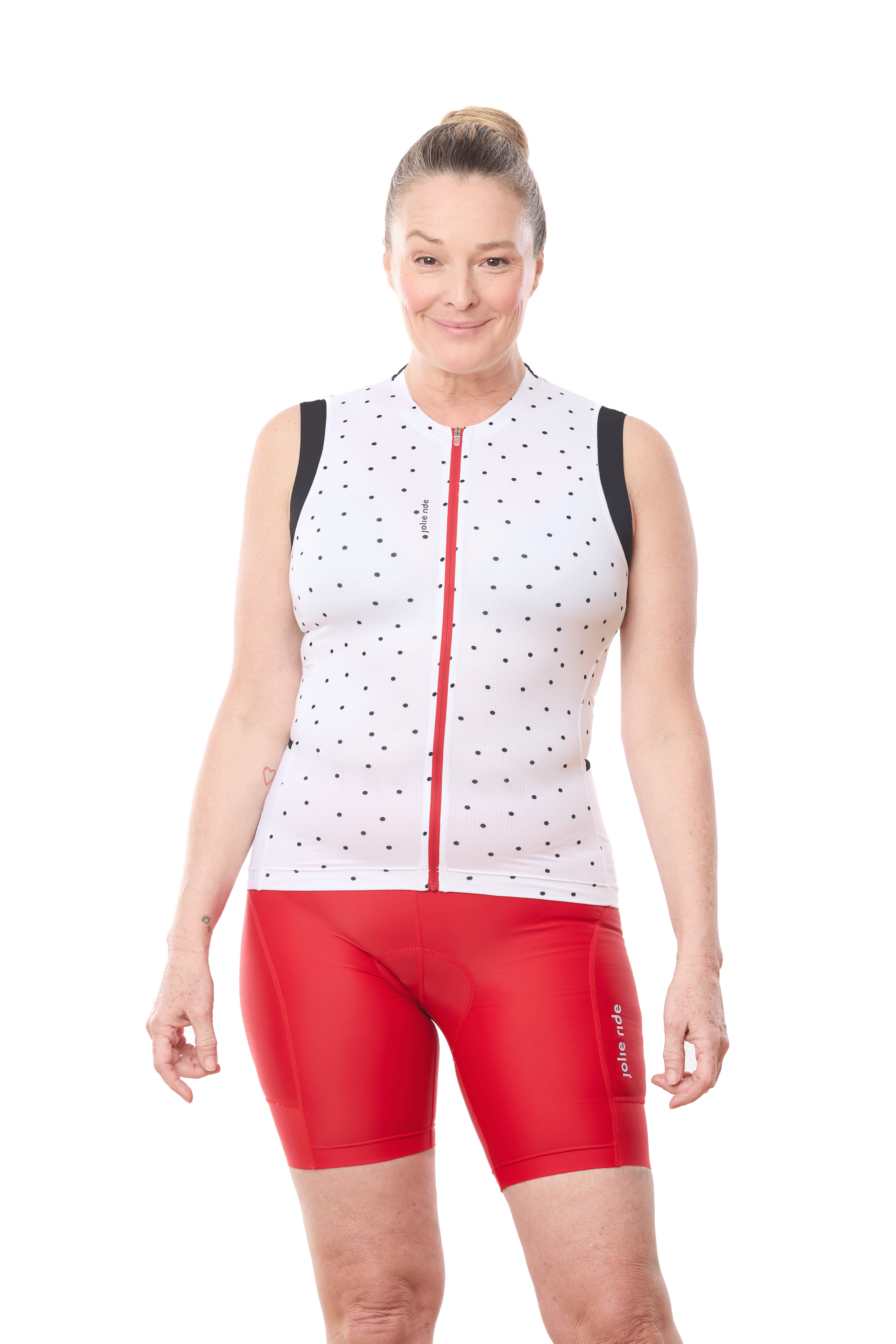 JolieRide Tank top Little Dots / XS sleeveless cycling jersey with solar protection and quick dry fabric (2025)