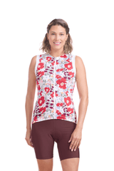 JolieRide Tank top Red Floral Women’s Sleeveless Cycling Jersey #color_Red-Floral