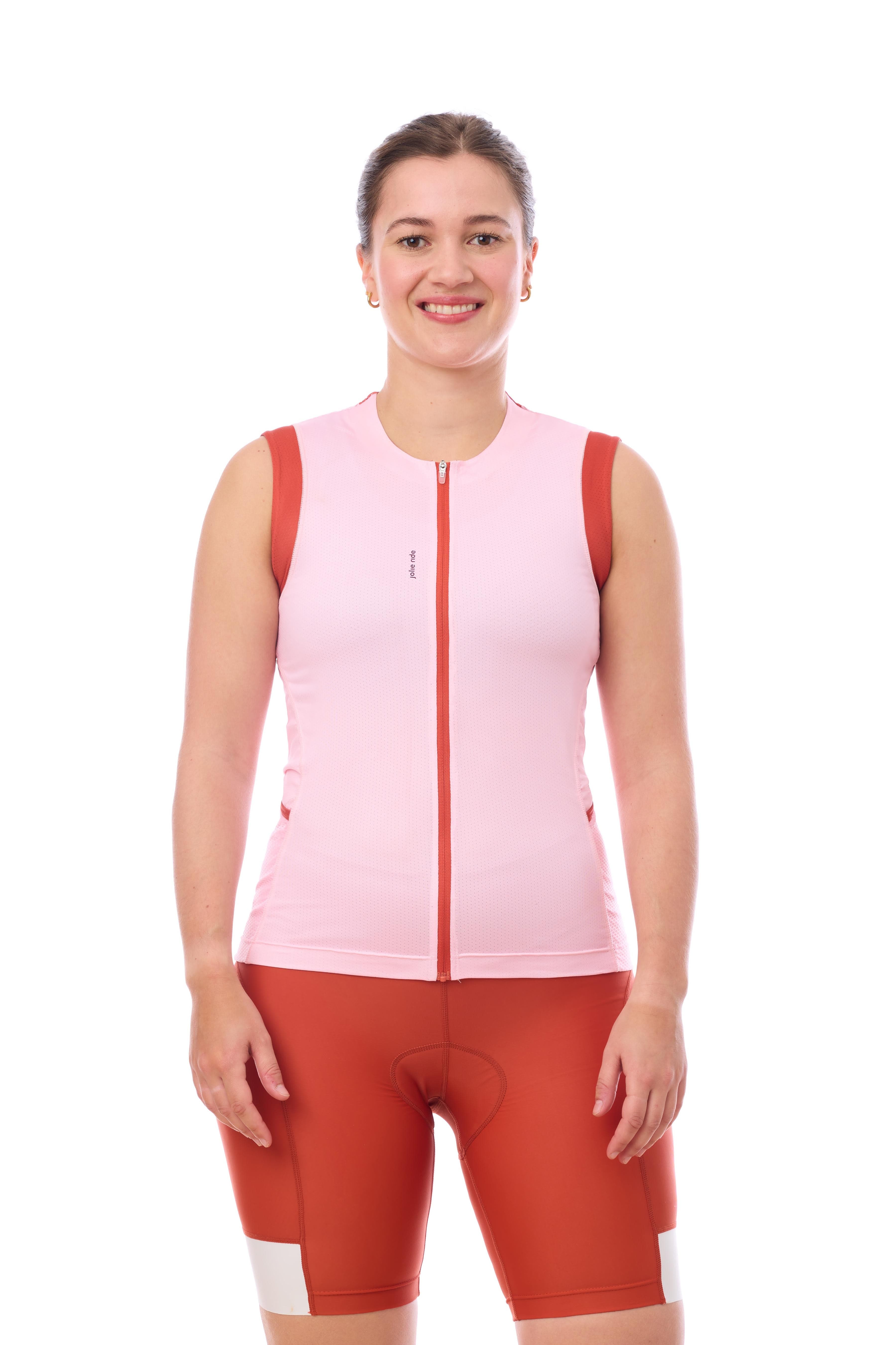 JolieRide Tank top sleeveless cycling jersey with solar protection and quick dry fabric