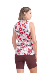 JolieRide Tank top Women’s Sleeveless Cycling Jersey #color_Red-Floral