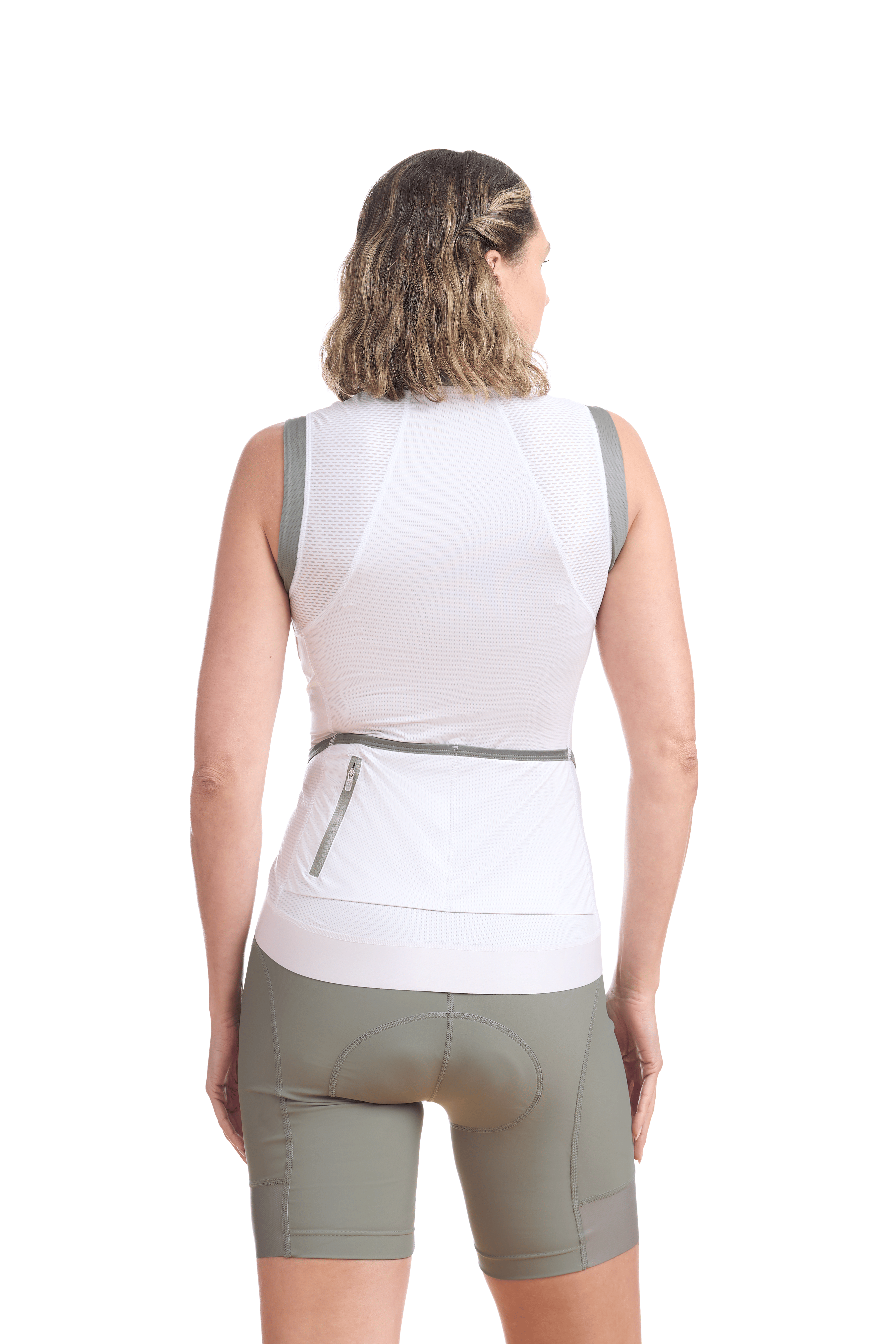 JolieRide Tank top Women’s Sleeveless Cycling Jersey #color_Bone-Avocado
